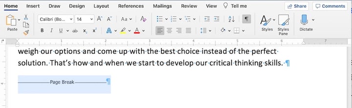How to delete section break in word