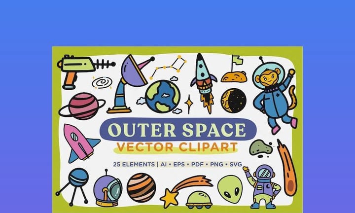 Outer Space Vector Clip Art - Word