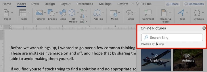 Microsoft clip art browser