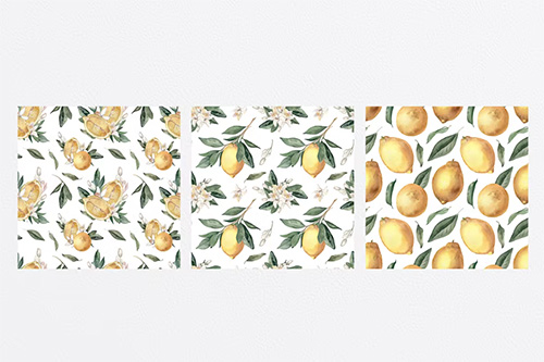 Watercolor Lemon Seamless Pattern