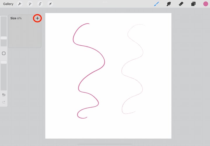 the + icon is circled in red