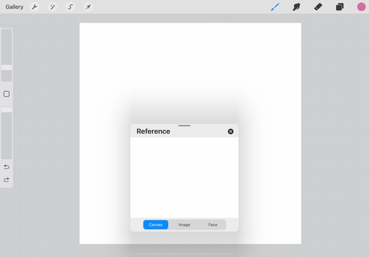 the reference box is shown in front of the canvas