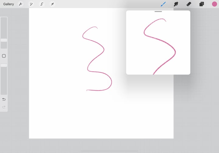 a pink line is shown both on the canvas and within the reference box