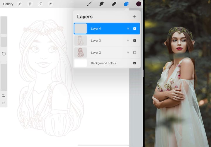 a new layer has been created above the sketch layer