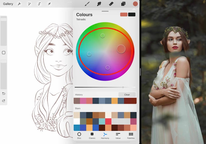 the colour wheel is circled in red