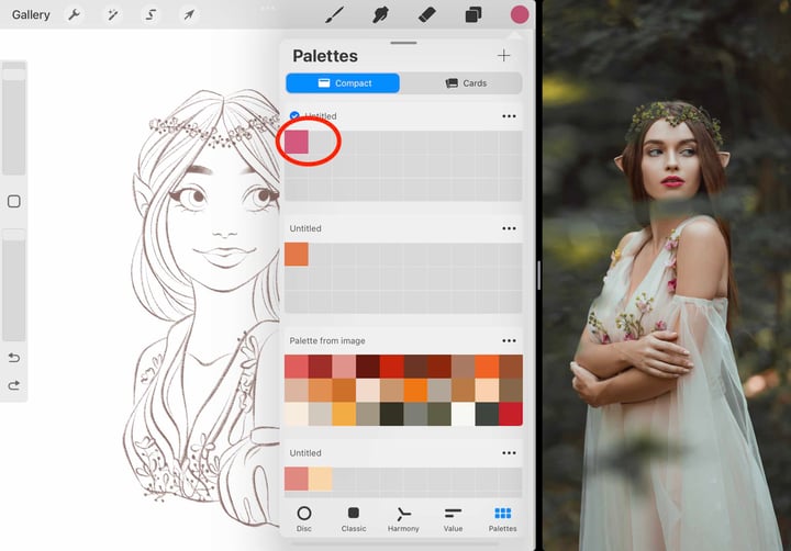 the new swatch is circled in red