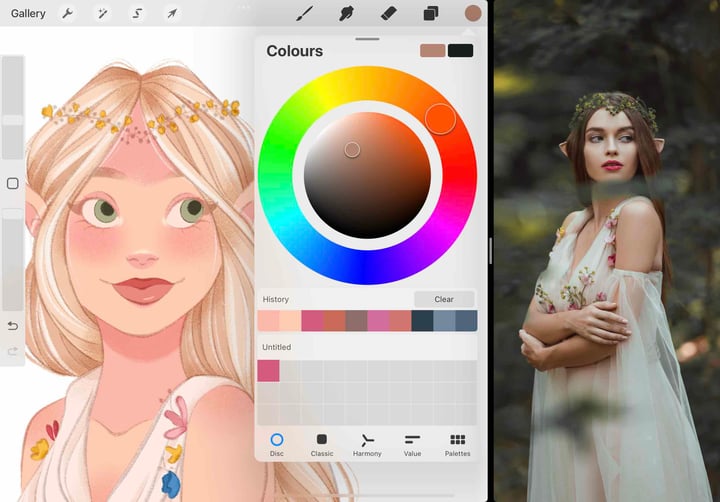 a light warm brown shade is selected on the colour wheel