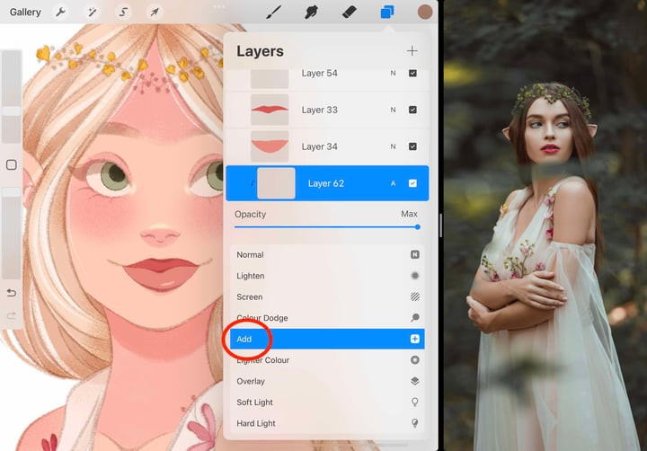 add blend mode is circled in red