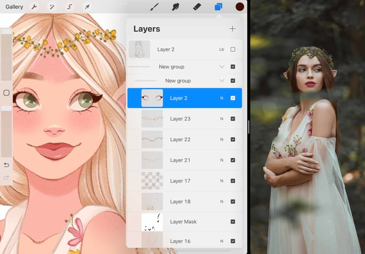the line art layer group has been opened and switched on
