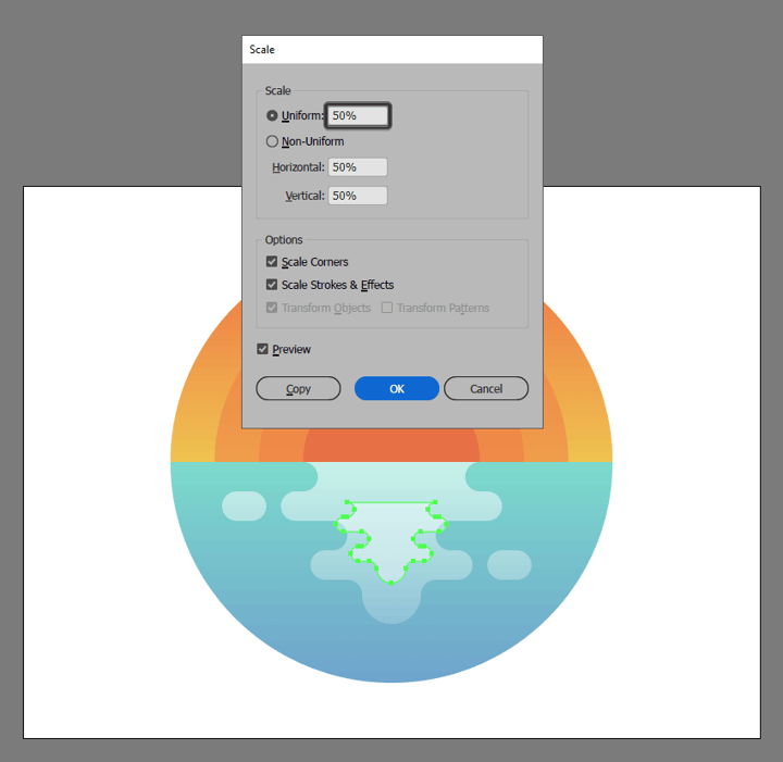 adding the inner water reflection to the illustration