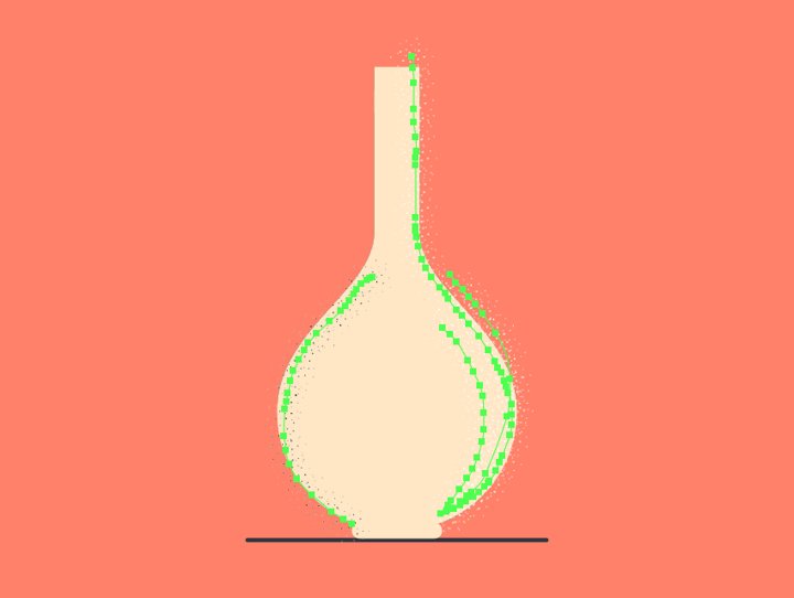 adding texture to the second vase using the stipple brush