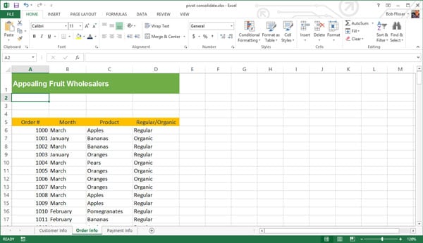Order Info sheet