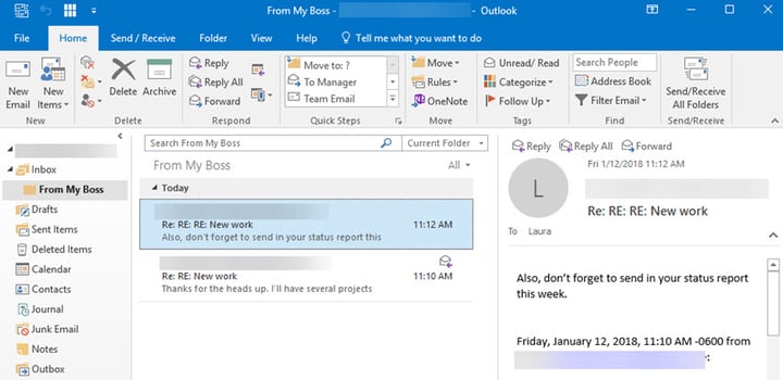 Redundant message removed from folder