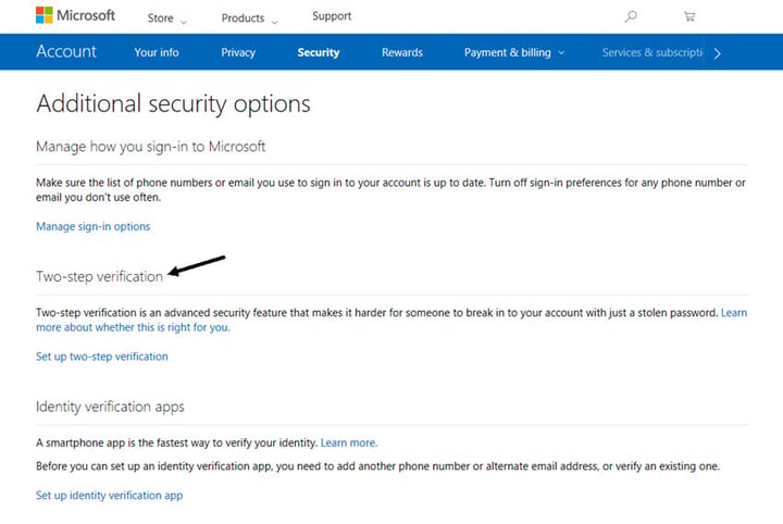Additional security options window