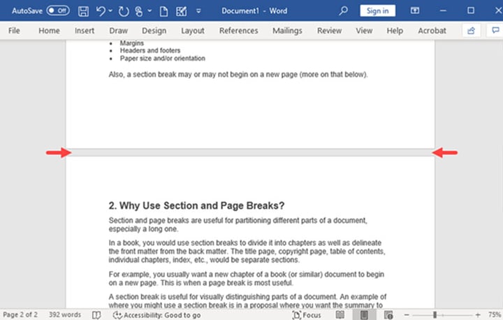 Microsoft Word Page Break