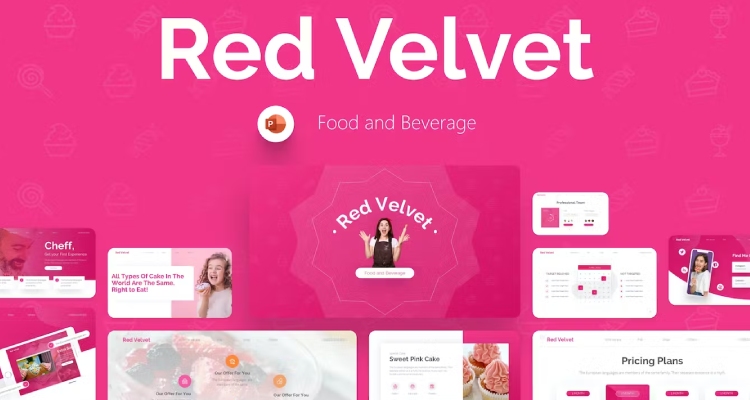 Rose Bud - Cherry Pink Slides Template