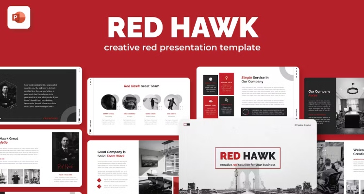 Red Hawk - Creative Red PowerPoint Template