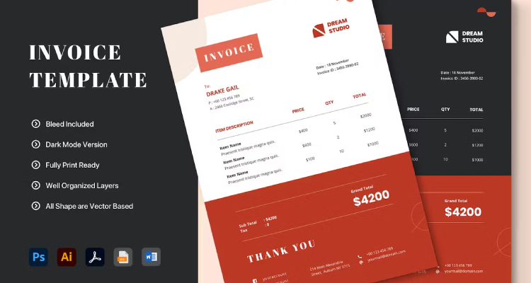 Minimalist Microsoft Word Template for Invoices