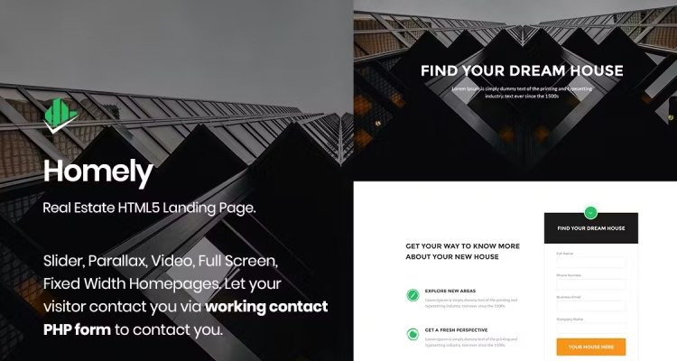 Homely - Real Estate Landing Page Template