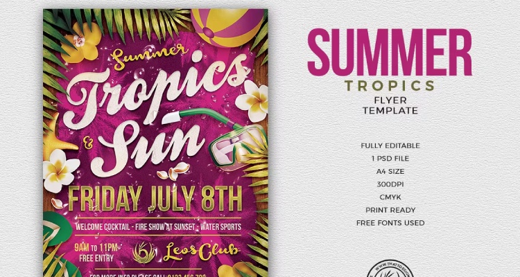 Summer Tropics Template PSD Flyer