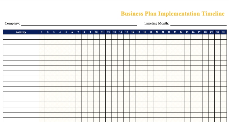 1-Month Business Marketing Plan Template Free Word