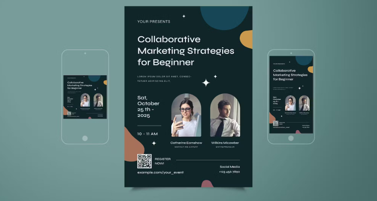 Online Business Conference Modern Flyer Set 