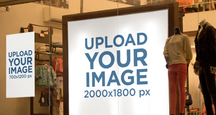 Mockup of a Poster and a Billboard Inside an Apparel Window Display