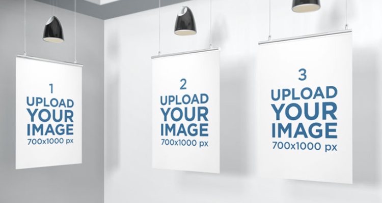 Mockup of Three Posters Inside a Minimalistic Scenario