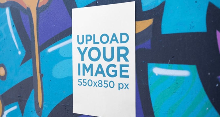 Vertical Poster on a Graffiti Wall Mockup
