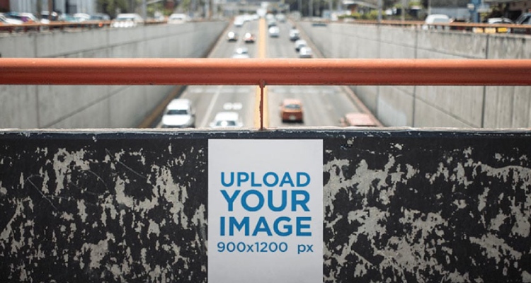 Poster on a Black Wall With a Big Avenue on the Back Mockup