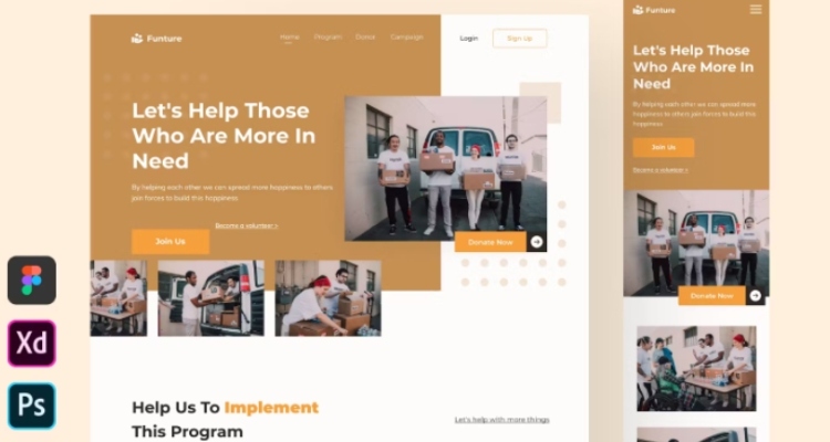 Funture - Fundraising Adobe XD Website Template