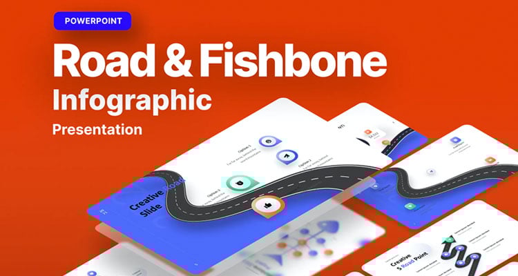 Road & Fishbone Infographic PowerPoint Template