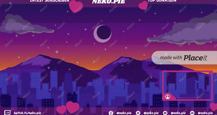 Twitch Overlay Template With an Illustrated Night Sky