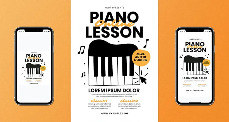 Online Piano Lesson Flyer Set