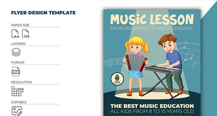 Kids Music Lesson Flyer Template