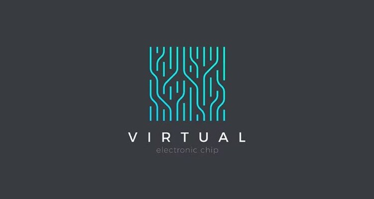 Neon Abstract Chip Logo