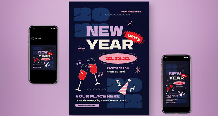 New Year Flyer Set