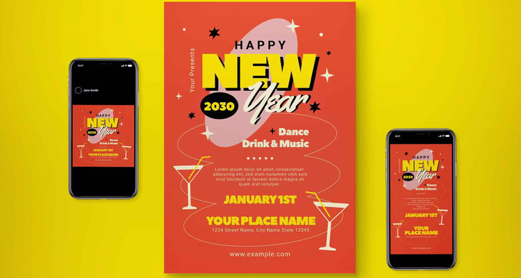 New Year Flyer Set