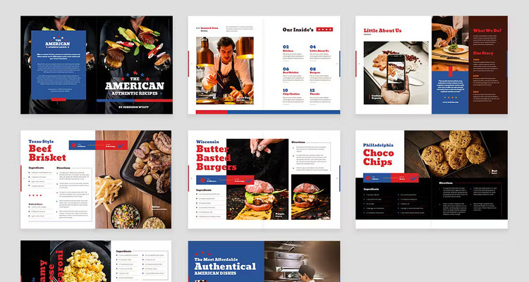 America Menu Recipe Book Template