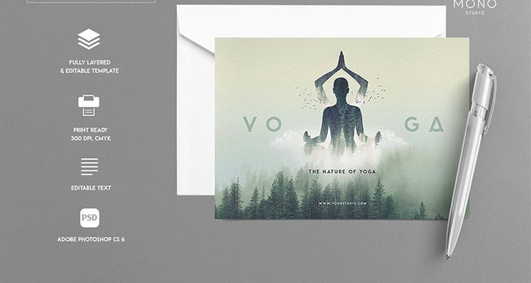 Yoga Postcard Template for Photoshop (PSD)
