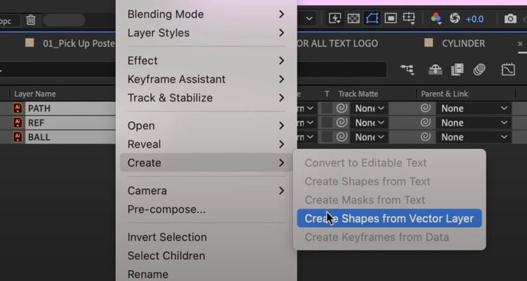 After Effects poster​: Create Shapes from Vector Layer.