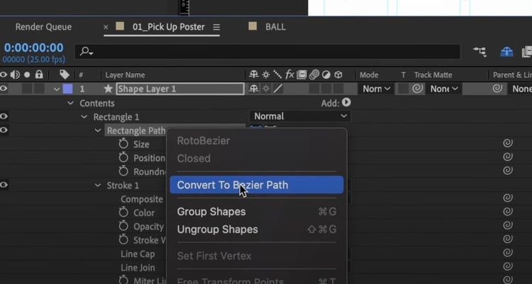 After Effects for graphic design: Convert to Bezier path.