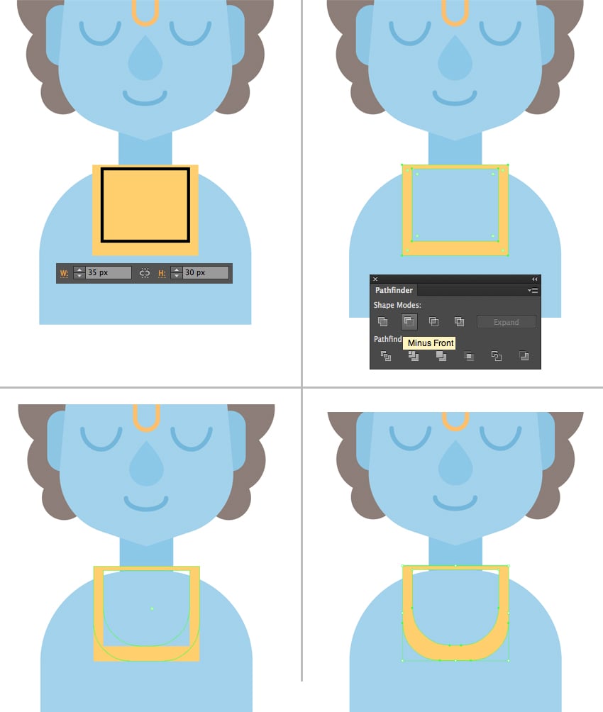 shape the necklace from the rectangles