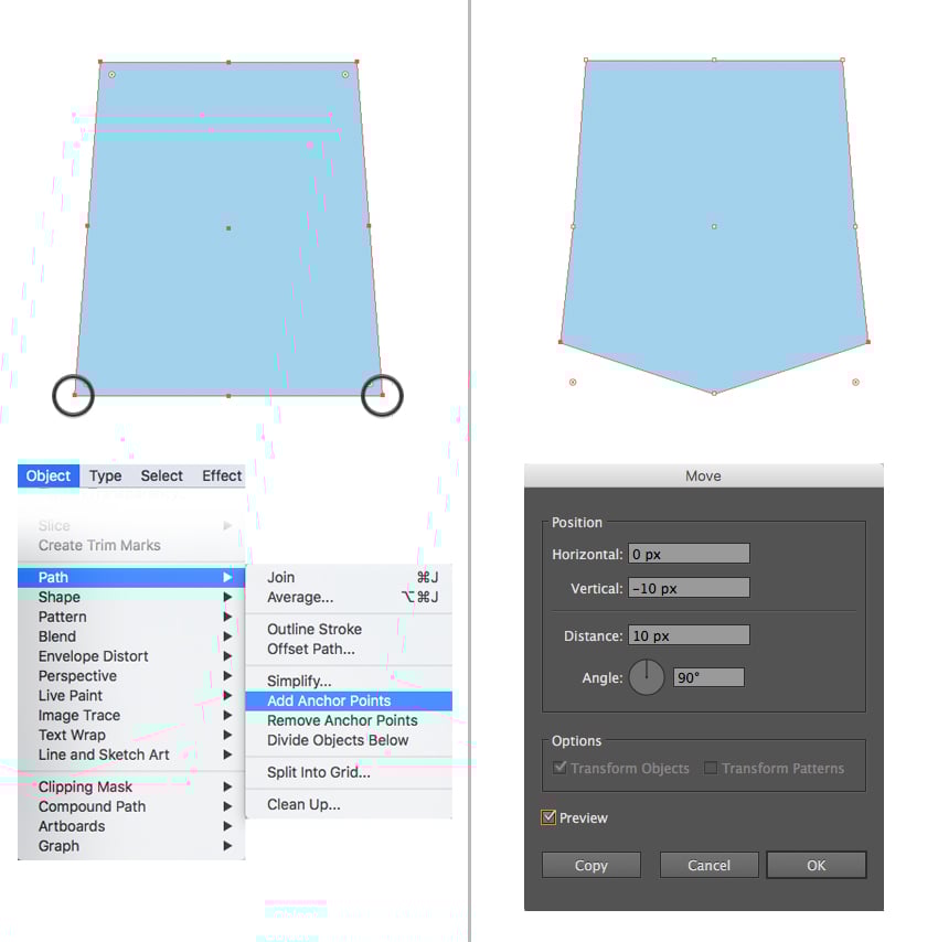 apply Object  Path  Add Anchor Points