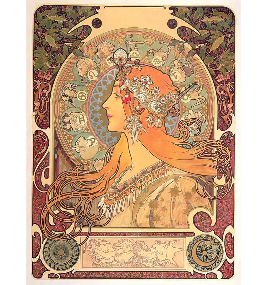'Zodiac calendar for La Plume (1897)' by Alphonse Mucha (Credit: Wikipedia)