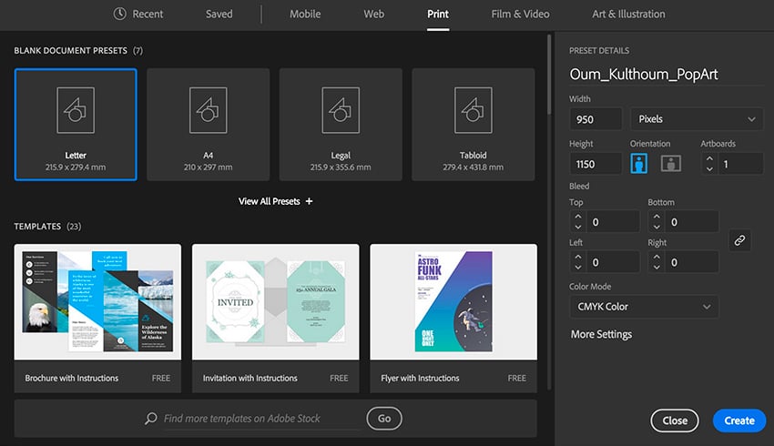 Set Up New Document using Adobe Illustrator