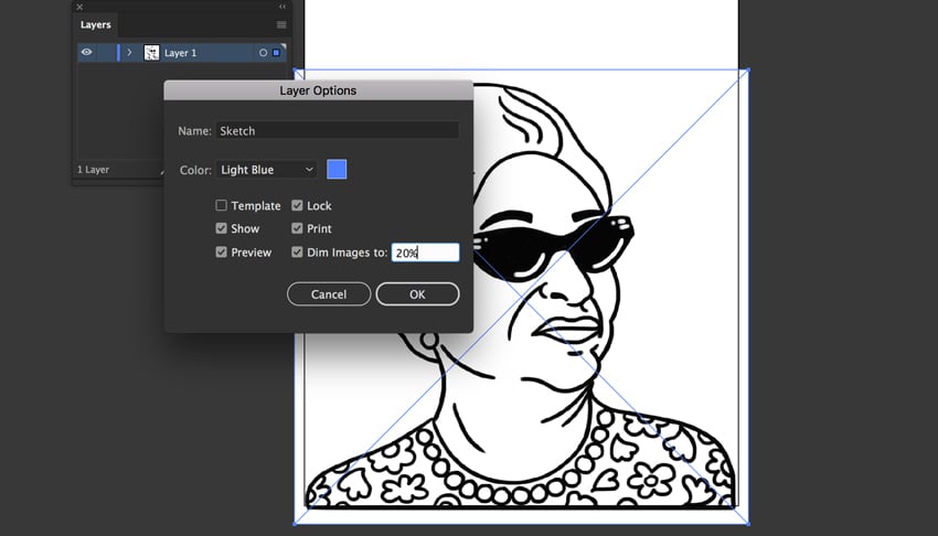 Set Layer Lock and Dim Images in Layers Panel dialog box