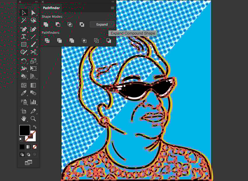 Create Compound Shape and Expand from Pathfinder Panel