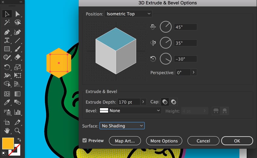 Create 3D cube using Rectangle Tool and 3D Extrude  Bevel