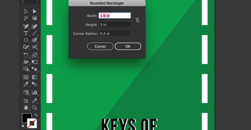 Set Rounded Rectangle Width Height and Corner Radius